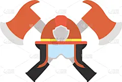 斧,图标,消防帽,扁平化设计,热,安全的,大篝火,易燃品,火