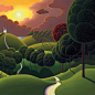 #晚安的图# 来自艺术家 Paul Corfield 笔下的田园风光。