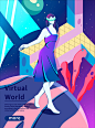 VR虚拟世界探索宇宙网页模板扁平化VR加密体验未来科技插画ai素材-淘宝网