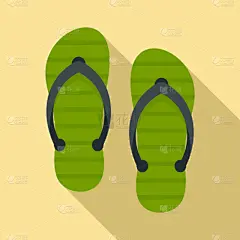 拖鞋,海滩,图标,扁平化设计,华丽的,鞋具,鞋子,凉鞋,一对,休闲