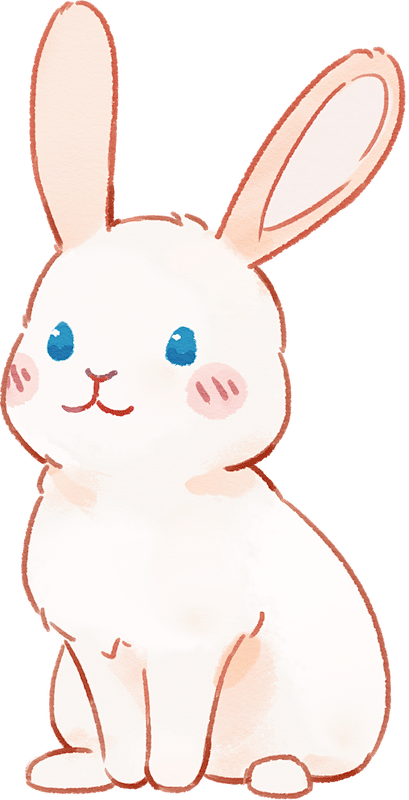宠物水彩手绘插画-小兔子