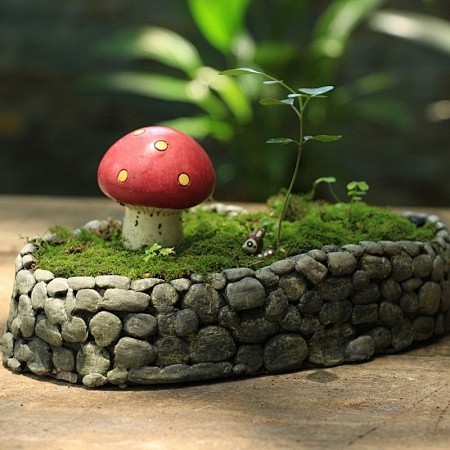 水泥仿鹅卵石头多肉肉盆栽苔藓微景观花盆eglifehouse原创设计新款