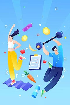 插画,瘦身,训练,背景,卡通图片IDVCG211273778244