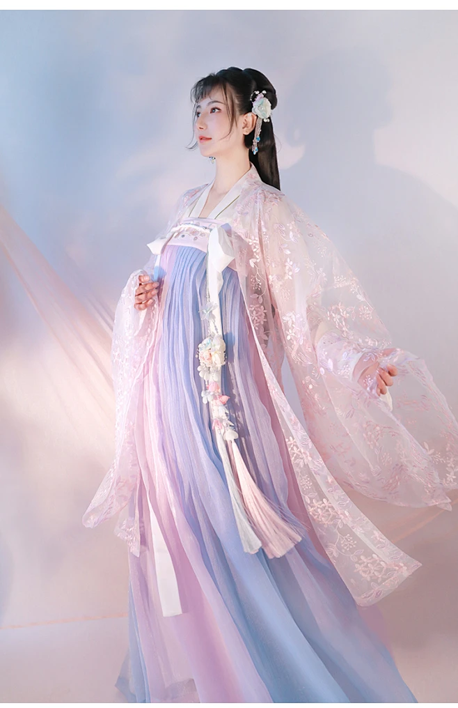 春樱汉服女齐腰齐胸襦裙广袖仙女樱花6米摆古装仙气飘逸古风超仙-tmall.com天猫-花瓣网