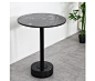 大理石桌面餐桌 圆形 天然石 北欧样板房创意黑色轻奢洽谈桌-淘宝网