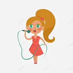 手绘马尾女孩歌唱插画 话筒 音乐会 马尾 元素 免抠png 设计图片 免费下载 页面网页 平面电商 创意素材