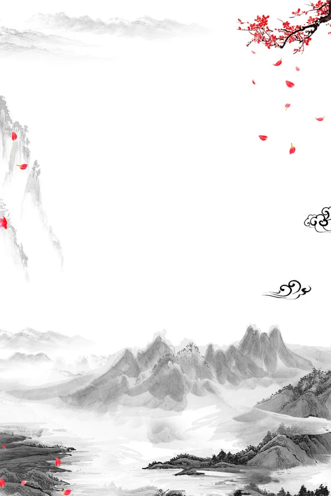 中国风水墨画海报背景素材-花瓣网
