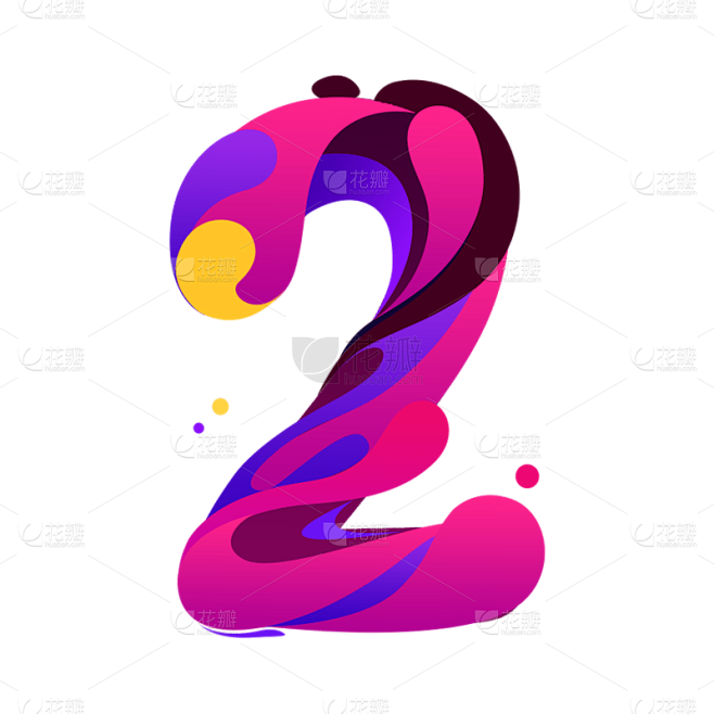 几何风倒计时数字2元素贴纸素材-花瓣网