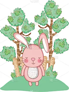 小的,兔子,园林,可爱的,明信片,复活节,图像,庆祝,设计,装饰