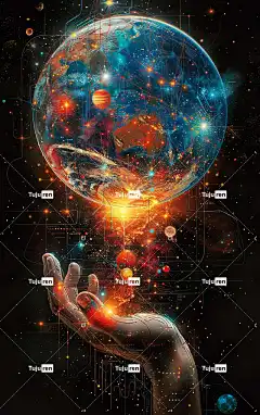 Ai产生的 地球 魔法 行星 幻想 宇宙 空间 月亮 土星