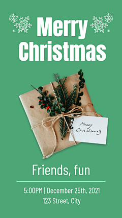 Merry Christmas Theme Party Invitation Simple Fashion Style Poster Instagram Story