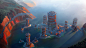 Nuadan Chronicles - Panga Vundi City, Leon Tukker : Another image for the upcoming RPG Nuadan Chronicles, this time a metropolis on spires jotting out of the bay.