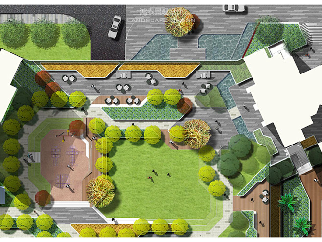 国际竞赛风格园林景观住宅公园PSD彩色总...