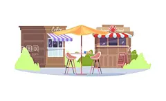 美食节商店  - 源文件下载【酷图网】美食节,商店,出售,小吃和饮料,矢量图,