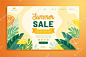 Tropical summer landing page template Premium Vector