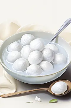 AI数字艺术国潮古风元宵节汤圆美食插画
