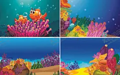 卡通鱼 【酷图网】卡通鱼,深海鱼,海洋生物,海星,海底世界,鱼,水草