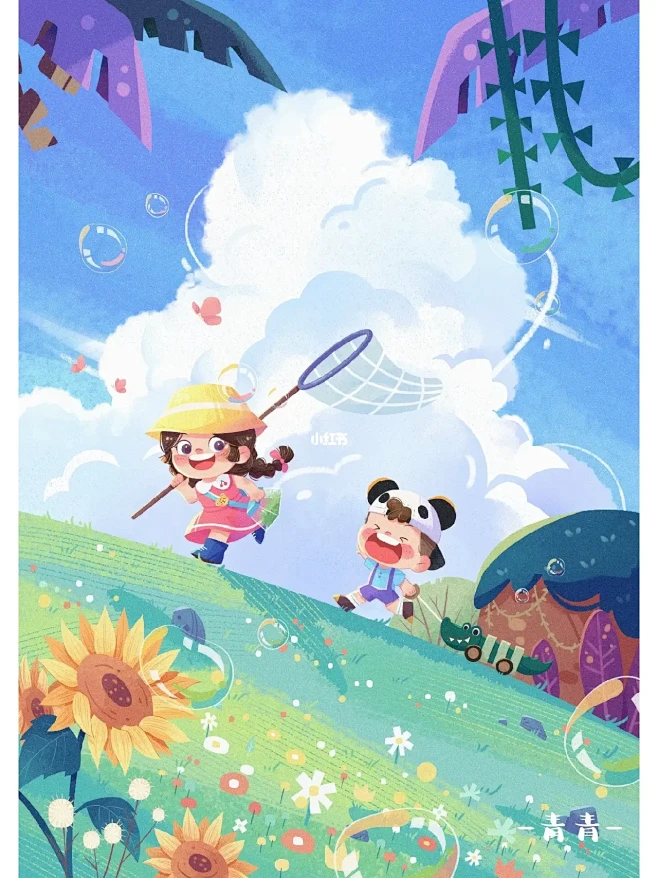 儿童插画大场景-花瓣网
