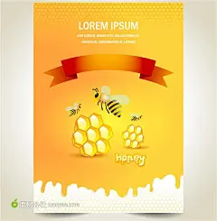 创意蜜蜂与蜂蜜海报设计矢量素材