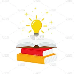 打开书与灯泡的概念，可以使用，登陆页，模板，ui，移动应用程序，海报，横幅，传单。矢量插图。