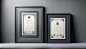 A sophisticated display featuring two high-quality gray minimalistic frames, placed on a matching gray background. The frames are arranged either side by side or one in front of the other. Each frame contains a certificate: the left or front certificate h