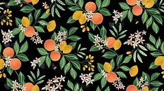 矢量插图花无缝模式与水果