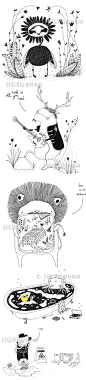 彩铅水彩插画 可爱卡通人物动物黑白简笔画 手绘临摹素材-淘宝网