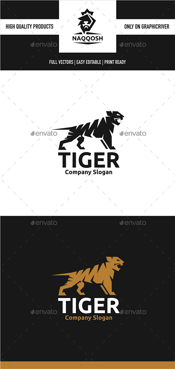 老虎,动物标志模板Tiger - Ani...