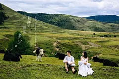 #雅云客片分享—新都桥站#  
素白的长裙，碧色青草地
远方天云一色，我在新都桥，你呢？ ​​​​