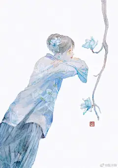 这古风插画的配色好清新_侵权 : 画师：微博@踏月锦 图片仅供欣赏，不作商用，侵权即删 与其相忘于江湖，不如手动关注我们…