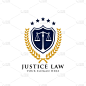 正义法律徽章图标符号设计模板。象征律师图标矢量设计