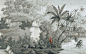 无缝墙布壁画墙画定制欧式复古热带雨林手绘芭蕉椰树背景墙纸壁纸-tmall.com天猫