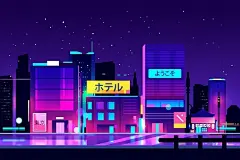 日本日式风格街道店铺街景插画矢量图设计素材