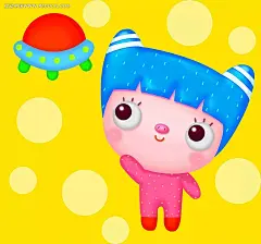 UFO猪鼻子小女孩时尚人物插画PSD分层素材|PSD素材|绘画设计|卡通人物|漫画人物|人物插画|矢量人物|手绘人物|水彩插画|绘画海报设计|装饰绘画设计|绘画画册设计|绘画名片设计