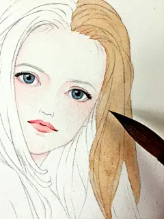 #每天画唠# @六月_JING 水彩人物小插画-你是不是像我一样喜欢条纹衫