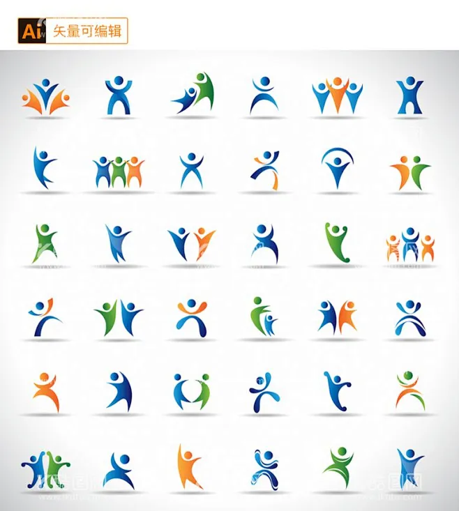 人形抽象logo - 源文件下载【酷图网】人logo,活力人logo,抽象人logo,人形logo,人形标志,简洁人图标,人物图标,人物标志-花瓣网