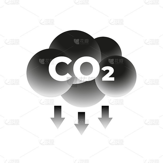 二氧化碳碳排放矢量概念图标徽章