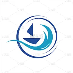 sailing yacht on water wave template concept