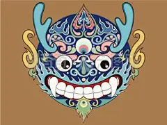 卡通麒麟脸谱