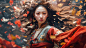 国潮美女 AI绘画 疯狂细节