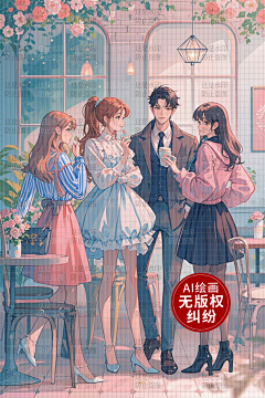 AI版权图库采集到【原创】AI多人 群像 后宫