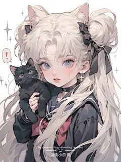 美少女战士手机壁纸 | 甜酷可爱| 抱猫少女