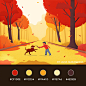 #今天立秋# 如何表现秋季所特有的氛围？分享给大家一套秋季主题插画配色。 ​​​​