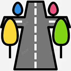 道路景观43线性颜色图标 平面电商 创意素材