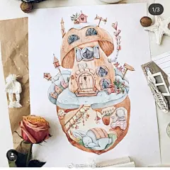 长大后甘愿取舍，因为世界太大时间太少。 
小时候什么都贪多，因为时间太多世界太小。
水彩插画，手帐素材
via:rubtsova_tati
#水彩##艺界v动态# ​​​​