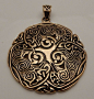 Celtic WOLF Pendant Gold Tone Bronze Norse Celtic Triskele Wolf energy amulet: 