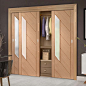 Bespoke Thruslide Monza Oak Glazed 3 Door Wardrobe and Frame Kit - Lifestyle Image.    #wardrobe #bespoke