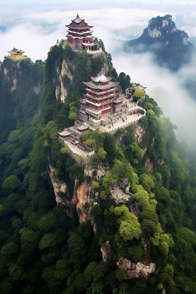 五台山国内城市山西旅游景点风景摄影图