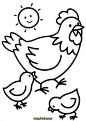 hongdoufan.com 鸡妈妈带着鸡宝宝捉虫子！童话小鸡们的简笔画大全