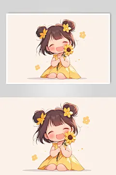 AI数字艺术夏季夏天向日葵人物插画-众图网